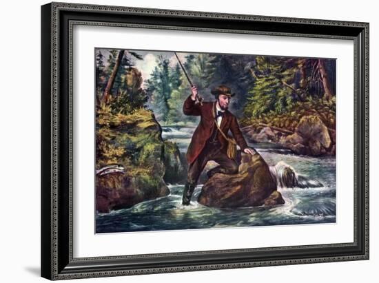 Brook Trout Fishing, 1862-Currier & Ives-Framed Giclee Print