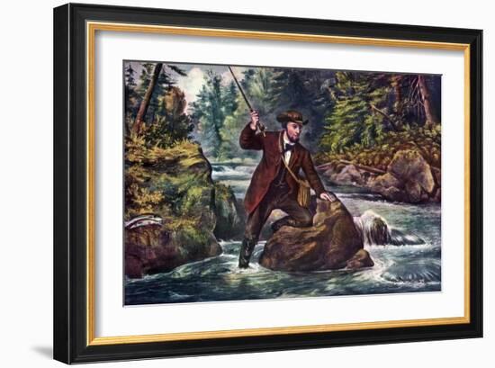 Brook Trout Fishing, 1862-Currier & Ives-Framed Giclee Print