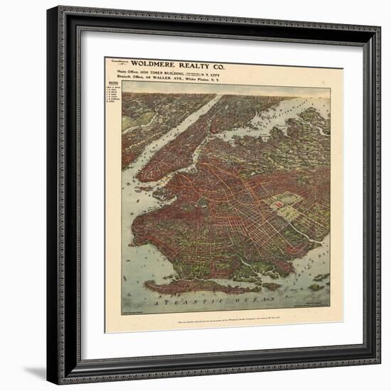 Brooklyn 1908 Bird's Eye View-null-Framed Giclee Print