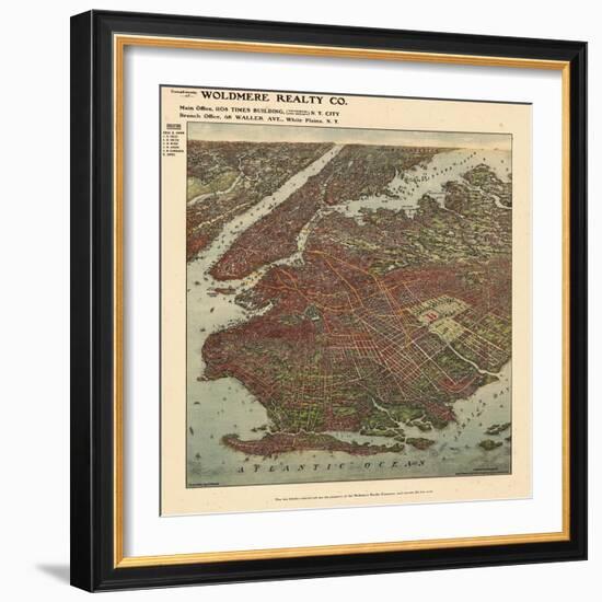 Brooklyn 1908 Bird's Eye View-null-Framed Giclee Print