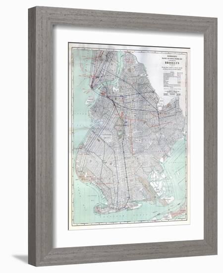 Brooklyn 1920 Transit Map-null-Framed Giclee Print