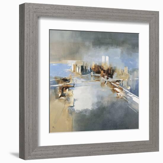 Brooklyn and Manhattan Bridges-Joan Farré-Framed Giclee Print