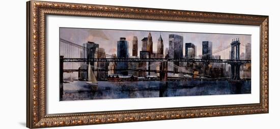 Brooklyn and Manhattan Bridges-Marti Bofarull-Framed Art Print