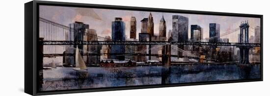 Brooklyn and Manhattan Bridges-Marti Bofarull-Framed Stretched Canvas