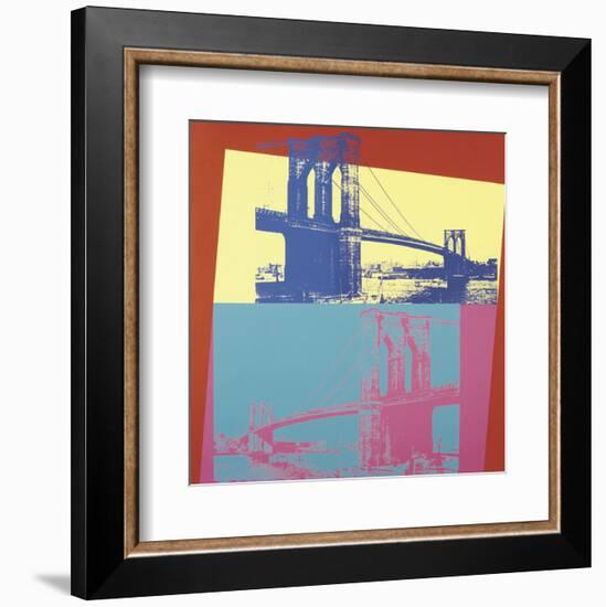 Brooklyn Bridge, 1983 (blue bridge/yellow background)-Andy Warhol-Framed Art Print