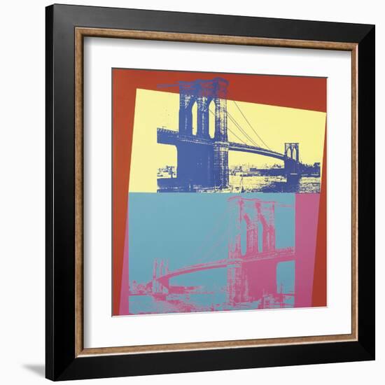 Brooklyn Bridge, 1983 (blue bridge/yellow background)-Andy Warhol-Framed Art Print