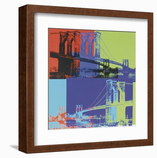 Brooklyn Bridge, 1983 (orange, blue, lime)-Andy Warhol-Framed Art Print