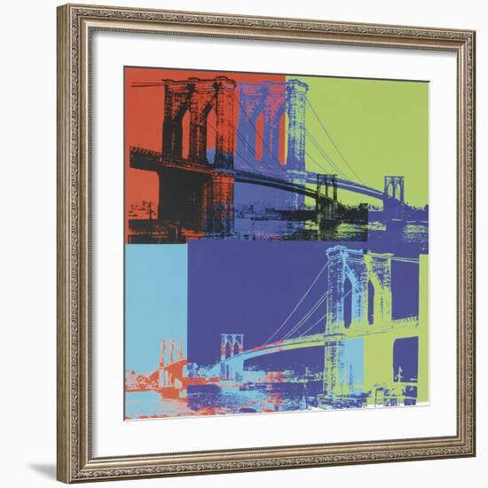 Brooklyn Bridge, 1983 (orange, blue, lime)-Andy Warhol-Framed Art Print