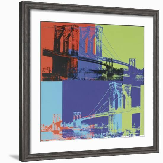 Brooklyn Bridge, 1983 (orange, blue, lime)-Andy Warhol-Framed Art Print