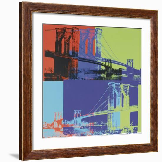 Brooklyn Bridge, 1983 (orange, blue, lime)-Andy Warhol-Framed Art Print