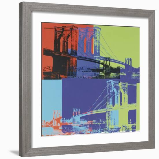 Brooklyn Bridge, 1983 (orange, blue, lime)-Andy Warhol-Framed Art Print