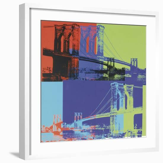 Brooklyn Bridge, 1983 (orange, blue, lime)-Andy Warhol-Framed Art Print