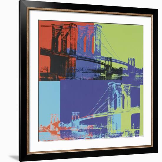 Brooklyn Bridge, 1983 (orange, blue, lime)-Andy Warhol-Framed Art Print