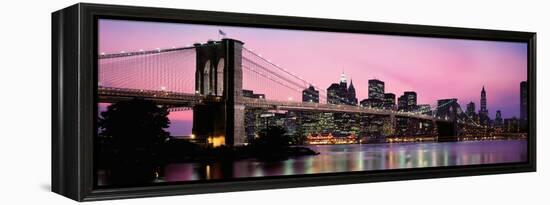 Brooklyn Bridge across the East River at Dusk, Manhattan, New York City, New York State, USA-null-Framed Premier Image Canvas