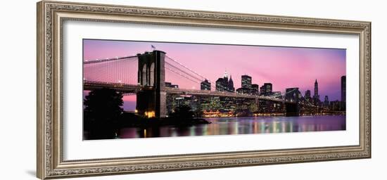 Brooklyn Bridge across the East River at Dusk, Manhattan, New York City, New York State, USA-null-Framed Photographic Print