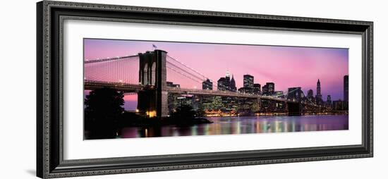 Brooklyn Bridge across the East River at Dusk, Manhattan, New York City, New York State, USA-null-Framed Photographic Print