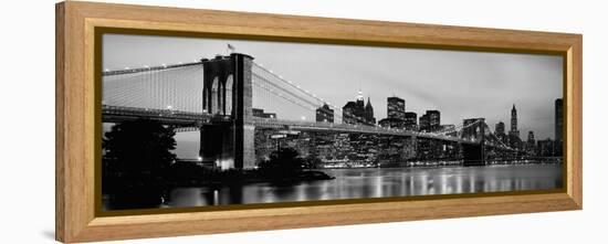 Brooklyn Bridge across the East River at Dusk, Manhattan, New York City, New York State, USA-null-Framed Premier Image Canvas