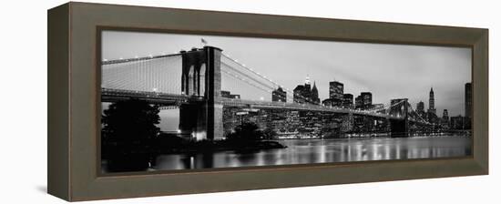 Brooklyn Bridge across the East River at Dusk, Manhattan, New York City, New York State, USA-null-Framed Premier Image Canvas