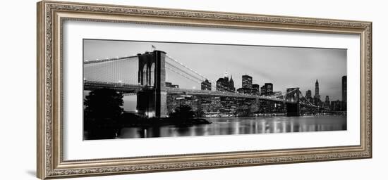 Brooklyn Bridge across the East River at Dusk, Manhattan, New York City, New York State, USA--Framed Photographic Print
