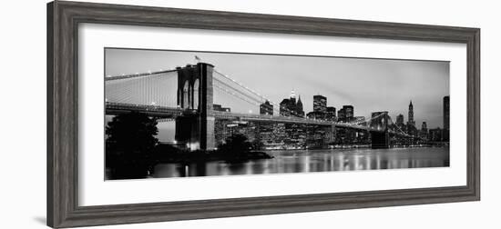 Brooklyn Bridge across the East River at Dusk, Manhattan, New York City, New York State, USA-null-Framed Photographic Print