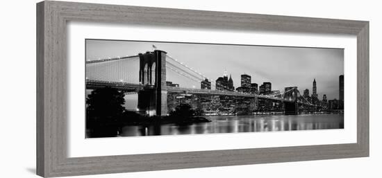 Brooklyn Bridge across the East River at Dusk, Manhattan, New York City, New York State, USA-null-Framed Photographic Print