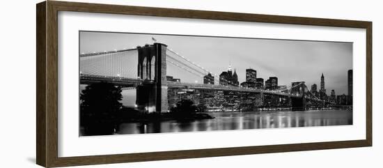 Brooklyn Bridge across the East River at Dusk, Manhattan, New York City, New York State, USA-null-Framed Photographic Print