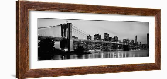 Brooklyn Bridge across the East River at Dusk, Manhattan, New York City, New York State, USA-null-Framed Photographic Print