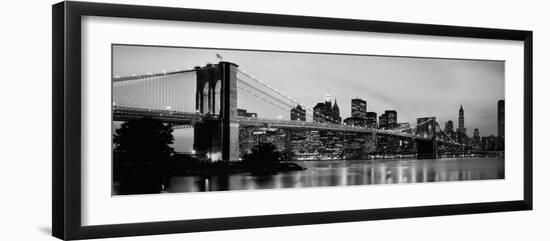 Brooklyn Bridge across the East River at Dusk, Manhattan, New York City, New York State, USA--Framed Photographic Print