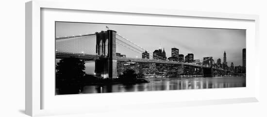 Brooklyn Bridge across the East River at Dusk, Manhattan, New York City, New York State, USA--Framed Photographic Print