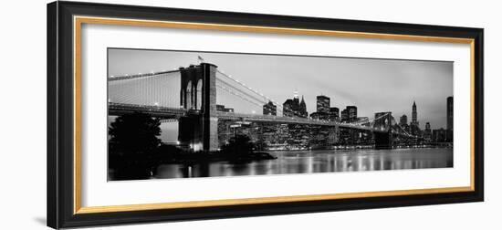 Brooklyn Bridge across the East River at Dusk, Manhattan, New York City, New York State, USA--Framed Photographic Print