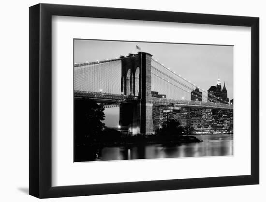 Brooklyn Bridge across the East River at dusk, Manhattan, New York City, New York State, USA-null-Framed Photographic Print
