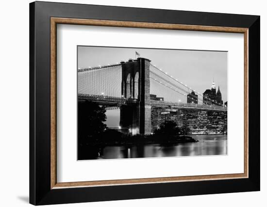 Brooklyn Bridge across the East River at dusk, Manhattan, New York City, New York State, USA-null-Framed Photographic Print