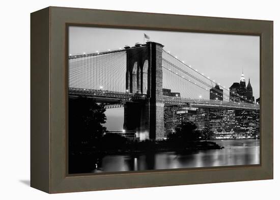Brooklyn Bridge across the East River at dusk, Manhattan, New York City, New York State, USA-null-Framed Premier Image Canvas
