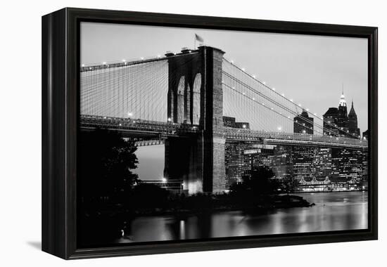 Brooklyn Bridge across the East River at dusk, Manhattan, New York City, New York State, USA-null-Framed Premier Image Canvas