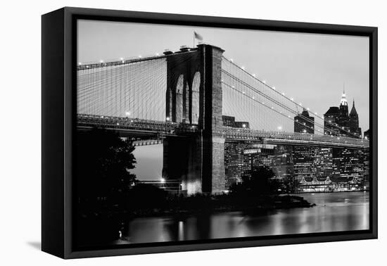 Brooklyn Bridge across the East River at dusk, Manhattan, New York City, New York State, USA-null-Framed Premier Image Canvas