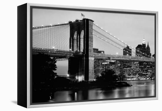 Brooklyn Bridge across the East River at dusk, Manhattan, New York City, New York State, USA-null-Framed Premier Image Canvas