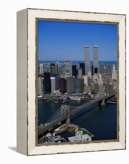 Brooklyn Bridge and East River, NYC-Mark Gibson-Framed Premier Image Canvas