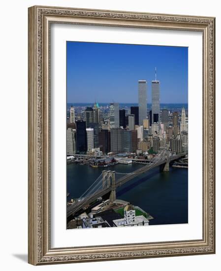 Brooklyn Bridge and East River, NYC-Mark Gibson-Framed Photographic Print