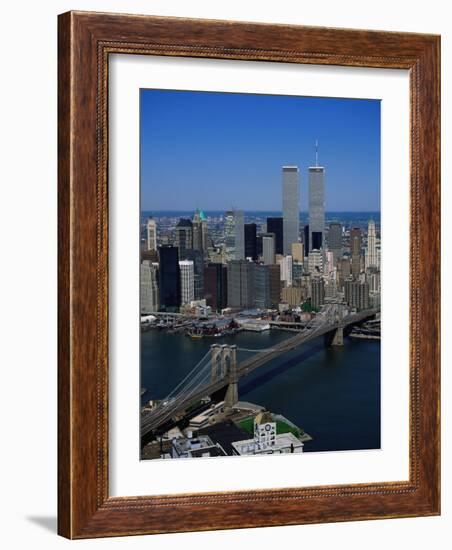 Brooklyn Bridge and East River, NYC-Mark Gibson-Framed Photographic Print