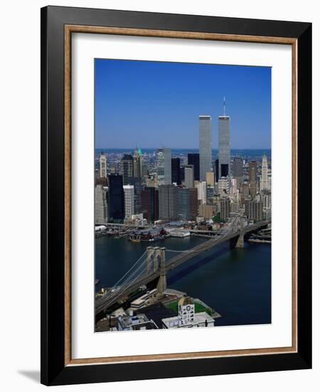 Brooklyn Bridge and East River, NYC-Mark Gibson-Framed Photographic Print