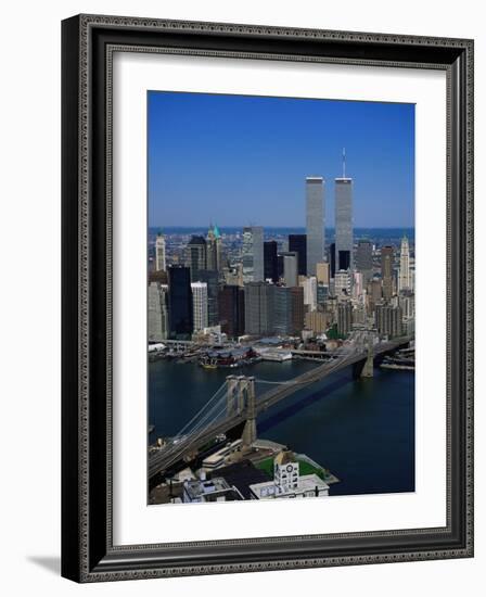 Brooklyn Bridge and East River, NYC-Mark Gibson-Framed Photographic Print