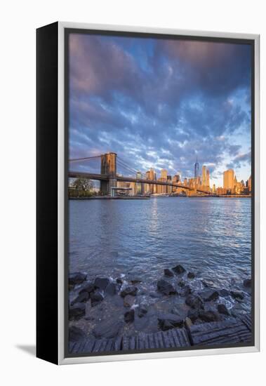 Brooklyn Bridge and Lower Manhattan/Downtown, New York City, New York, USA-Jon Arnold-Framed Premier Image Canvas