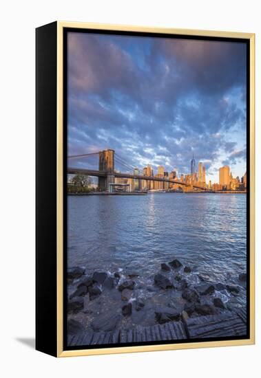 Brooklyn Bridge and Lower Manhattan/Downtown, New York City, New York, USA-Jon Arnold-Framed Premier Image Canvas