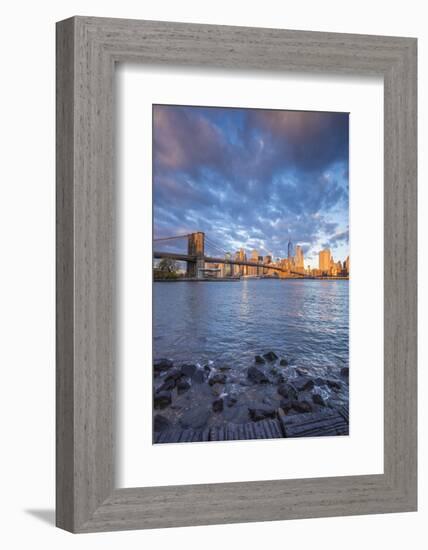 Brooklyn Bridge and Lower Manhattan/Downtown, New York City, New York, USA-Jon Arnold-Framed Photographic Print