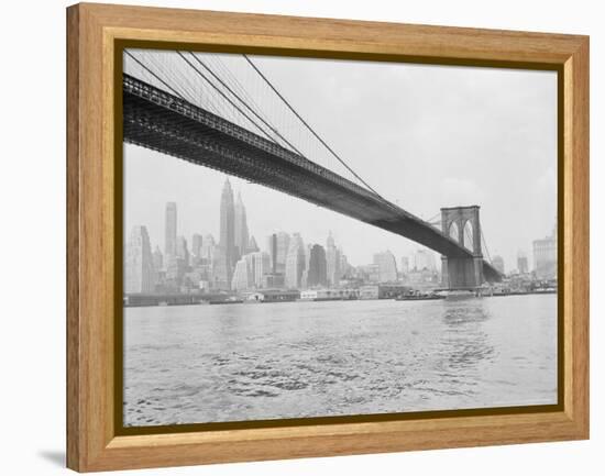 Brooklyn Bridge and Lower Manhattan, New York, New York-Tony Camerano-Framed Premier Image Canvas