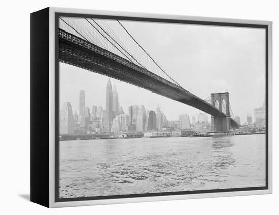 Brooklyn Bridge and Lower Manhattan, New York, New York-Tony Camerano-Framed Premier Image Canvas