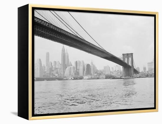 Brooklyn Bridge and Lower Manhattan, New York, New York-Tony Camerano-Framed Premier Image Canvas