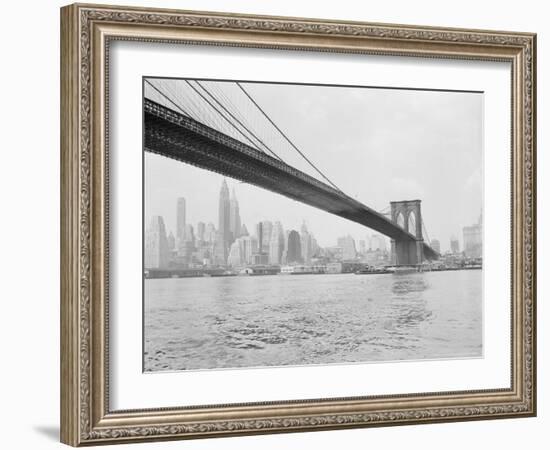 Brooklyn Bridge and Lower Manhattan, New York, New York-Tony Camerano-Framed Photographic Print