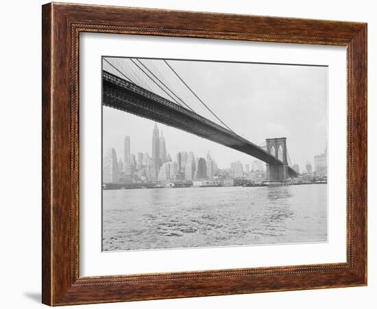 Brooklyn Bridge and Lower Manhattan, New York, New York-Tony Camerano-Framed Photographic Print