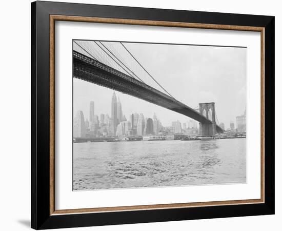 Brooklyn Bridge and Lower Manhattan, New York, New York-Tony Camerano-Framed Photographic Print